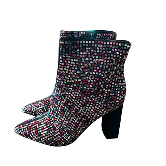 Wild Pair Ingrid Pointed Toe Bling Dress Booties Rhinestone Multi Color NEW 7 - Picture 5 of 9